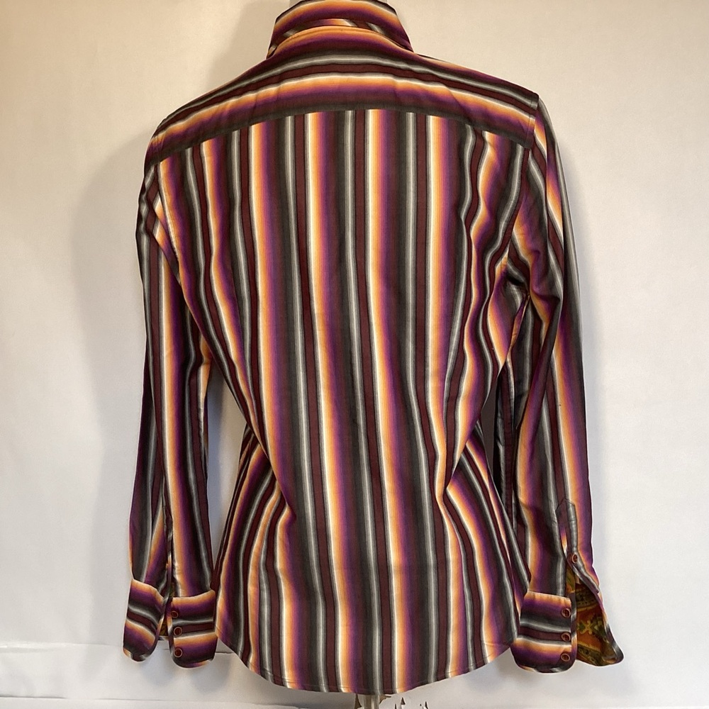 Robert Graham Women’s Multi Colored Striped Button Down Long Sleeve Shirt Sz 12 - Picture 5 of 16